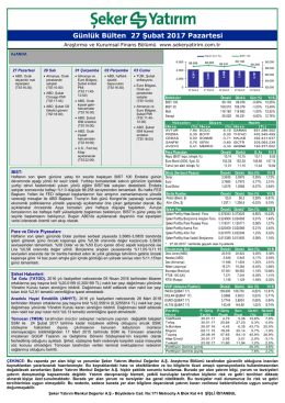 Günlük Bülten - Şeker Yatırım