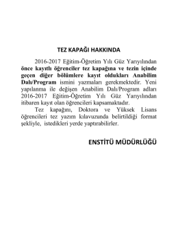 Tez Kapağı Hakkında