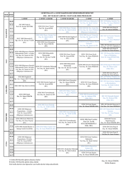 2016-2017 Bahar Dönemi Lisans Ders Programı