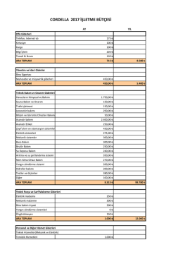 cordella 2017 işletme bütçesi