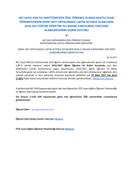&rarr; 667 KHK KAPSAMINDA &Ouml;ZEL &Ouml;ĞRENCİ OLARAK