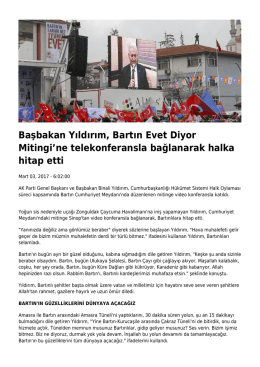 Başbakan Yıldırım, Bartın Evet Diyor Mitingi`ne