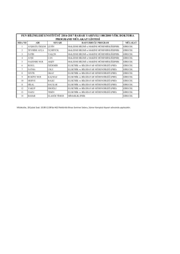 fen bilimleri enstit&uuml;s&uuml; 2016-2017 bahar yarıyılı 100/2000 y&ouml;k