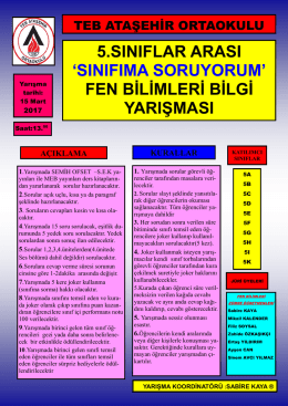 `sınıfıma soruyorum` fen bilimleri bilgi yarışması