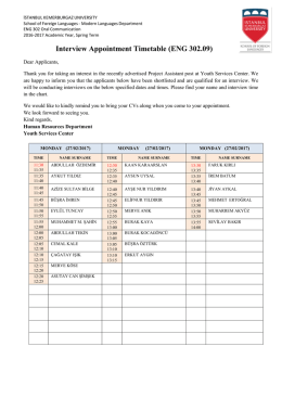 ENG 302. 09 Interview Appointment Timetable (Turnitin)