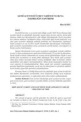 gemi acentesi &uuml;cret tarifesi ve buna aykırılığın