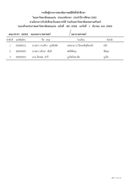 รายชื่อผู้ผ่านการสอบสัมภาษณ์มีสิทธิ์เข้าศึ