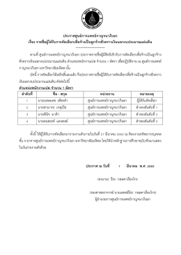 ประกาศศูนย์การแพทย์กาญจนาภิเษก เรื่อง รายชื่อผู้ได้รับการคัดเลือกเพื่อจ้าง