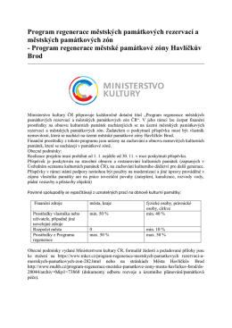 Program regenerace městských památkových rezervací a městských