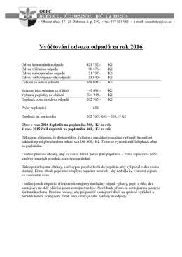 Vyúčtování odvozu odpadů za rok 2016