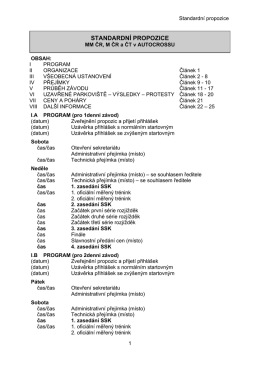 standardn&iacute; propozice - Autoklub Česk&eacute; republiky