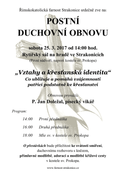 postn&iacute; duchovn&iacute; obnovu - Ř&iacute;mskokatolick&aacute; farnost Vodňany