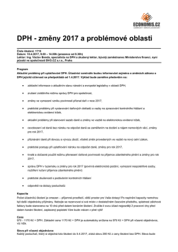DPH - změny 2017 a problémové oblasti