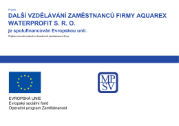 další vzdělávání zaměstnanců firmy aquarex waterprofit sro