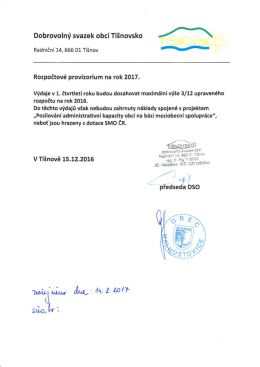 DSO Tišnovsko - rozpočtové provizorium 2017