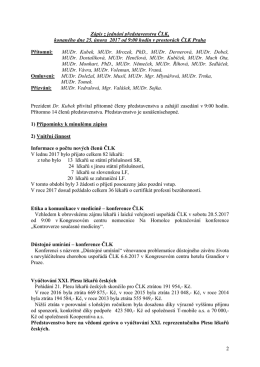 Zápis z jednání představenstva - únor 2017