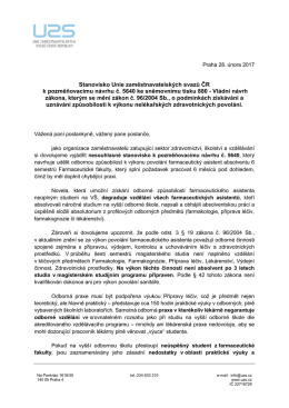 Stanovisko Unie zaměstnavatelsk&yacute;ch svazů ČR k pozměňovac&iacute;mu