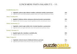 LUNCH MENU PASTA SALADS 27.2. – 3.3.