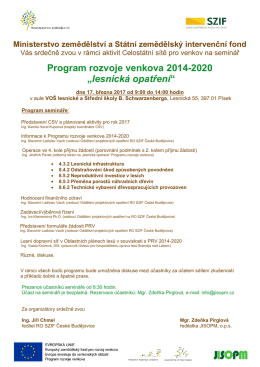 Program rozvoje venkova 2014-2020 „lesnická opatření“