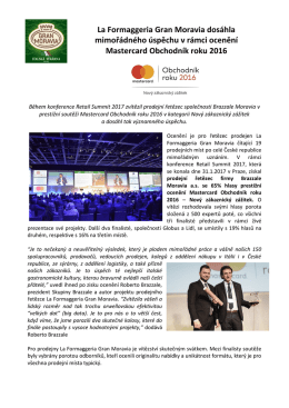 Tiskov&aacute; zpr&aacute;va ke stažen&iacute; zde.