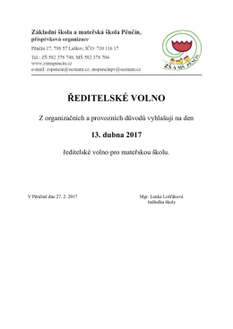 Ředitelské volno duben 2017