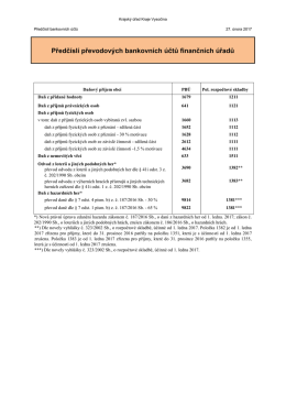 Předč&iacute;sl&iacute; převodov&yacute;ch bankovn&iacute;ch &uacute;čtů finančn&iacute;ch &uacute;řadů