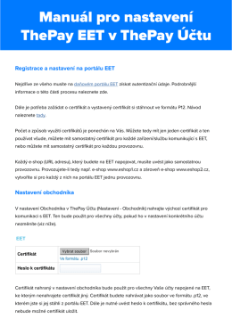 Manuál pro nastavení ThePay EET v ThePay Účtu