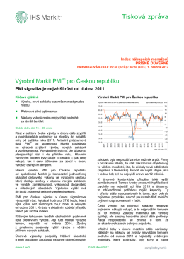 Výrobní Markit PMI pro Českou republiku – 1703