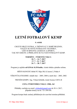 Leták kempu žáků