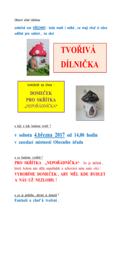 tvořivá dílnička domeček pro skřítka