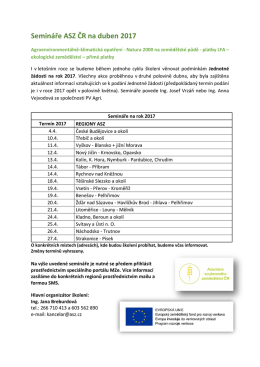 Semináře ASZ ČR na duben 2017