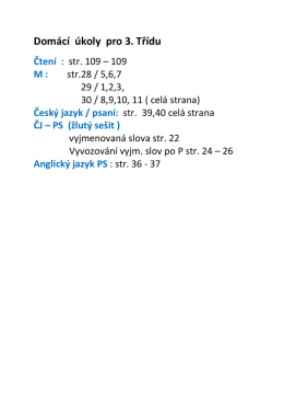 Domácí úkoly pro 3. Třídu