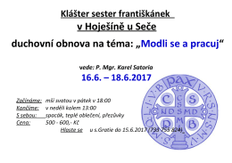 v Hoješíně u Seče duchovní obnova na téma: „Modli se a