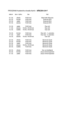 PROGRAM Hudebního divadla Karlín - BŘEZEN 2017