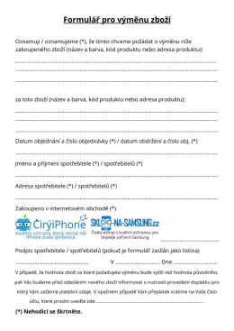 Formul&aacute;ř pro v&yacute;měnu zbož&iacute;