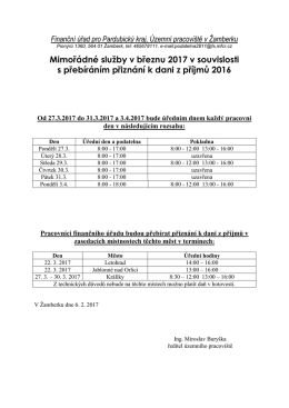 Mimoř&aacute;dn&eacute; služby 2017