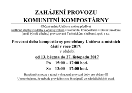 Zahájení provozu komunitní kompostárny v roce 2017.