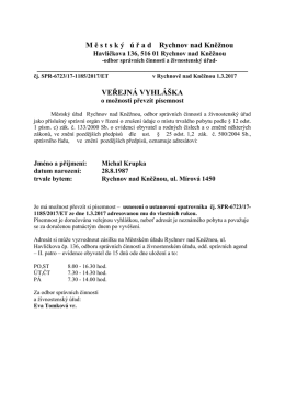 VEŘEJNÁ VYHLÁŠKA o možnosti převzít písemnost