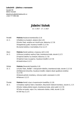 Jídelní lístek 13. 3. - 17. 3.