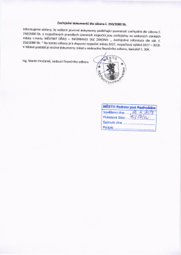 Zveřejnění dokumentů dle zákona č. 250/2000 Sb.