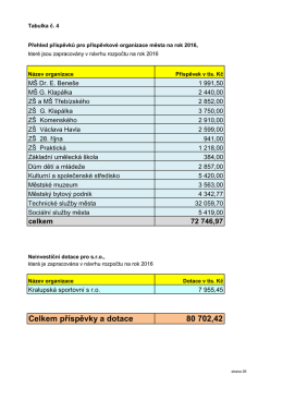 Celkem příspěvky a dotace 80 702,42