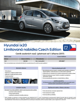 Hyundai ix20 Limitovan&aacute; nab&iacute;dka Czech Edition