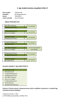 2. liga SmBaS družstev dospěl&yacute;ch 2016-17