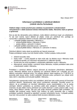 Informace k prohlášení o odmítnutí dědictví (včetně návrhu formulace)