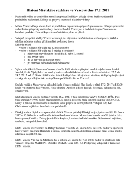 Hl&aacute;&scaron;en&iacute; Městsk&eacute;ho rozhlasu ve Vracově dne 23