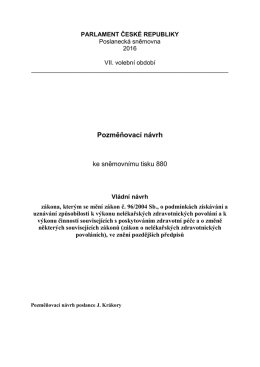 Pozměňovací návrh - Poslanecká sněmovna