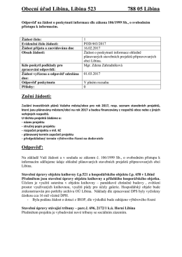 Poskytnutá informace č. 1/2017 dle zkona 106/1999 Sb.