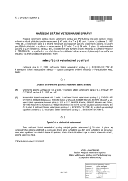 NAŘÍZENÍ STÁTNÍ VETERINÁRNÍ SPRÁVY mimořádná veterinární