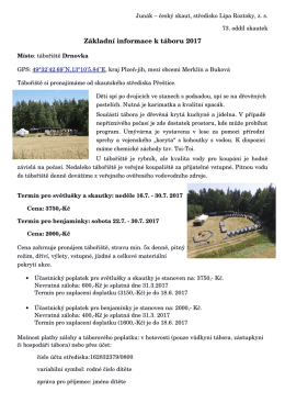 Základní informace k táboru 2017
