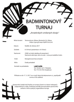 badmintonov&yacute; turnaj - TENISCENTRUM JIHLAVA, a.s.